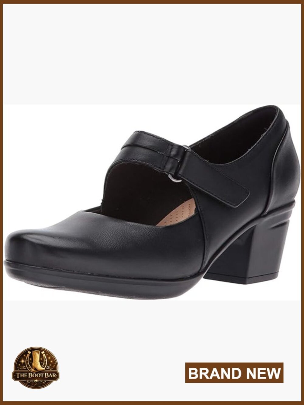 Mary Jane Pumps with Block Heel Adjustable Buckle Leather